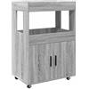 HFXHIJXQ Carrello da bar grigio Sonoma, 60 x 39,5 x 89 cm, carrello da cucina con ruote, in legno, mobile per soggiorno, cucina, sala da pranzo, carrello da tè con 2 ripiani