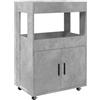 HFXHIJXQ Carrello da bar grigio cemento, 60 x 39,5 x 89 cm, con ruote, carrello da cucina in legno con 2 ripiani e vano portaoggetti, mobile per cucina, sala da pranzo e soggiorno