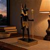 Statuetta Di Divinità Con Testa Di Cane In Resina, Statua Di Divinità