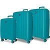 ROLL ROAD Joumma Acadia Set di Valigie Verde Turchese 55/65/75 cm Rigido Polipropilene Lucchetto a Combinazione Integrato 210L 10.2kg 4 Doppie Ruote Estensibile Bagaglio a Mano