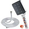 YEAUPE PRO Soffione Doccia con Tubo 1.6M, YEAUPE PRO Filtro Doccia Soffione con 6 Modalità Anticalcare, Soffione doccia Alta Pressione quadrato,risparmio idrico, Cromato