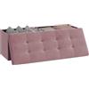 WOLTU Poggiapiedi Cassapanca Contenitore Scarpiera Pouf Sgabello Pieghevole Panca con Coperchio Sedia Bassa in Velluto Rosa 110x37,5x38 cm