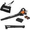 WORX - Aspirapolvere/Soffiatore Brushless senza fili 40V - 4Ah - WG583E (335km/h, 575 m³/h, 35 litri, 2 velocità, fornito con batterie e caricatore), arancione