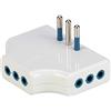 POLY POOL | PP2346X Adattatore Presa Tripla Salvaspazio Piccola Multipla Spaziozero, Una Spina 10A 2p+T, Tre Prese 10A 2p+T, Bianco, Ideale Per Spazi Stretti Distanza Presa-muro 20mm