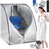 tectake® Sauna da casa a Vapore Portatile, Pieghevole, generatore 1000 W, 15 Livelli Temperatura, Bagno Steamer, Cabina Domestica Spa, diffusore Oli Essenziali, Sauna da Esterno e Interno - Argento