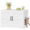 Fobyfurny Mobile Lettiera per Gatti, 80 x 50 x 55 cm, Bianco | Mobiletto per Lettiera Nascosta, Casetta in legno per Gatti con Ingresso Laterale, Stile Fattoria, Cuccia per Gatto Interno