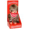 Sekiguchi 255010 - Originale Ragazzo Monchhichi, in Peluche Marrone, con Bavaglino Rosso, Circa 20 cm