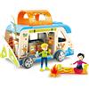 Hape Abenteuer-Van Wohnmobil mit Puppen und Zubehör, der Camper ist aufklappba