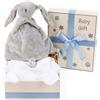 BebeDeParis Regalo Neonato Maschio Femmina con Body Base e Doudou | Cestino Ideale per Vestire e Coccolare | Cesta Personalizzata (Blu) | BebeDeParis