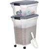 Iris Ohyama, Contenitore per Crocchette, 45L+20L, Grigio, Ermetici, Contenitore per Alimenti in Plastica con Coperchio, con Ruote, Per Cibo per Gatti, Cani, Cibo secco, Dolci, Scatola, ATS-C