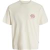 JACK & JONES Jormeadows Typo Tee SS Crew Neck, Bianco Antico, M