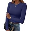Hotouch Maglia Donna Elegante Manica Lunga Girocollo Maglietta Sexy Slim Fit T-Shirt Basic Casual Tee Top Elasticizzato Termica Sottoscrubs Rosa Chiaro M