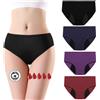 flintronic 4 Pezzi Mutande Mestruali Assorbenti, Mutandine Assorbenti a Prova di Perdite, Cotone Slip Ciclo Protettive Periodico per Donna, Assorbenti e Riutilizzabili, Anti Perdite Lavabili(L)