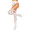 Rslove - Collant con sospensori da donna in pizzo - Calze a rete floreali sexy con aspetto reggicalze per notti romantiche, bianco, Taglia unica