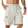 Comilaka Pantaloncini Cargo Uomo Shorts Estivi con Tasche Velluto a Coste Casual Pantaloni Corti Coulisse Vita Elasticizzata