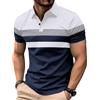 Comilaka Polo da Uomo Maniche Corte T-Shirt Colorati Patchwork Maglietta Casual