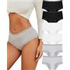 ALL OF SHE Confezione da 6 Mutande Donna Cotone Slip Donna Brasiliana in Pizzo Sexy a Vita Media i Miei Ordini Abbigliamento Donne M
