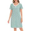 Sopesil Camicia da Notte Donna Estiva con Stampa Scollo a V Pizzo Manica Corta Pigiama Casuale Vestaglia da Casa Morbida,Verde Chiaro,S