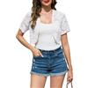 Sopesil Coprispalle Donna in Pizzo Bolero Elegante per Cerimonia con Manica Corta Cardigan Corto Estivo per Tempo Libero Bianco,M