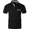 VMSUCIJ Polo Uomo Manica Corta Casual Regular A Righe Colorate Tasca Golf Sportiva Top Poloshirt,nero01,3XL