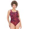 Ulla Popken Costume da Bagno Senza Coppe con Stampa e Scollo Rotondo Rosso 54+ 837354525-54+