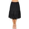 Sopesil Sottogonna da Donna in Cotone Mezza Lunghezza con Ricamo in Pizzo Sottoveste in Vita Elastica A-Linea Nero L