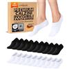 sockenkauf24 10 Paia Calzini Fantasmini Donna Calze Invisibili Corti Antiscivolo Traspirante Nero Bianco 35-38