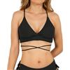 MYLILY | Top Bikini Nero | Top Costume Donna Coste | Bikini Donna con Lacci| Costumi mestruale Donne (S)
