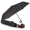 PERLETTI Ombrello Pieghevole Antivento Uomo - Ombrellino Compatto Resistente Ultra Leggero Adulto - Ombrello Apertura e Chiusura Automatica da Viaggio - Diametro 104 cm (Tartan Nero e Rosso)