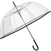 PERLETTI Ombrello Trasparente Automatico da Donna - Ombrello Lungo a Cupola Pioggia con Bordo Nero - Ombrellino Antivento Resistente in POE Grande Leggero Ragazza - Diametro 89 cm (Bordino Nero)