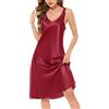 Sopesil Camicia da Notte Donna in Raso con Scollo a V Elegante Sottoveste Sexy Vestaglia Pigiama Estivo Senza Maniche Pigiamino Satinato Morbida a Media Lunghezza Luna di Miele Viola, L