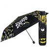 PERLETTI Ombrello Batman Pieghevole Bambino Mini - Ombrello Piccolo Bimbo con Apertura Manuale Nero e Giallo da Viaggio - Ombrellino Bambini Antivento Leggero Portatile Resistente - Diametro 91cm