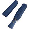PERLETTI Ombrello Portatile Blu Scuro Uomo Donna da Borsa - Pieghevole Antivento - da Viaggio, Compatto con Apertura e Chiusura Automatica - Diametro 100 cm (Blu Navy)