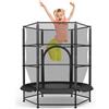 LIFERUN Trampolino per bambini, per esterni, Ø 140 cm, per interni e bambini, con rete di sicurezza, trampolino da giardino per allenamento e intrattenimento, fino a 50 kg (Nero)