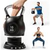LIFERUN Kettlebell Regolabile 7 in 1, 10/20 kg Kettlebell con 7 Livelli di Peso, Manubrio per Allenamento a Casa & Fitness, Ideale per Allenamento Completo del Corpo (10 kg, Nero)