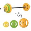 HOMCOM Set di Bilanciere e Dischi 20 kg 6 Pesi 130x28x28 cm Multicolore