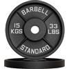 LIFERUN Dischi Palestra Set di 2, Pesi Bilanciere Olimpico 50 mm, Dischi Pesi Palestra Ghisa, Palestra e Home Gym, Pesi Bilanciere (2 x 15 kg)