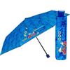 PERLETTI Ombrello Pieghevole Sonic Bambino 7+ Anni - Mini Ombrello Pioggia Compatto Antivento con Apertura Manuale da Viaggio - Ombrellino Bambini Blu Tascabile Resistente Leggero - Diametro 91 cm