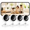 WOLFANG Telecamera WiFi Interno, Videocamera Sorveglianza 1080P, Visione Notturna, Audio Bidirezionale, Notifiche del Sensore di Movimento, scheda SD e archiviazione cloud, 360°, Confezione da 4