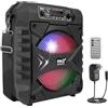 Pyle Speaker Bluetooth Portatile, Ricaricabile da 300W con Subwoofer da 20,32 cm, AUX, Ingresso Microfono, Luci per Feste, MP3/USB, Radio, Telecomando