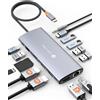 NOVOO Dock USB-C 14-in-1, DP 8K, 2 HDMI 4K 60Hz, 6 Porte USB