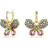 Swarovski Idyllia Orecchini Pendenti, con Pavé di Cristalli Multicolore Swarovski, Motivo a Farfalla, Taglio Misto, Placcatura in Tonalità Oro, 2,4 x 2,1 cm, peso (singolo orecchino) 3,2 g