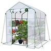 VOUNOT Serra da Giardino 143x143x195 cm con Porta Avvolgibile e Finestra di Osservazione, Mini Serra Orto Vivaio per Piante 8 Ripiani per Fiori Verdure Crescita, Bianco
