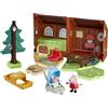 Peppa Pig, playset I Viaggi di Peppa: Avventura in casetta, con casa Pieghevole, 2 Action Figure ed Evie, Gioco per Bambini e Bambine dai 3 Anni in su