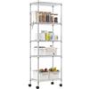 Himimi Scaffale con ruote, in metallo cromato su ruote, regolabile in altezza, con 5 ripiani, per cucina, bagno, 35 x 59 x 183 cm, colore: argento