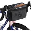 flintronic 6L Borsa da Manubrio con Touch Screen in PVC, Portaborse per Bici, Impermeabile Borsa Telaio Bici con Funzione Keep Warm/Cold, Nero