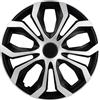 Upgrade4cars Copricerchi 16 Pollici Nero Argento Set di 4 | Coppe Ruota Universali per Cerchi in Acciaio | Borchie Robuste in Plastica ABS | Copriruota Auto R16