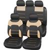 Upgrade4cars Coprisedili Auto Universali Ecopelle Beige | Set Completo Anteriore e Posteriore per Tutte le Stagioni