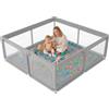 JUPPLIES Box Bambini 120x120 cm - Recinto Gioco per Neonato 6-24 Mesi, Rete Traspirante 360°, Struttura Antiscivolo e Robusta, Facile da Montare, Grigio