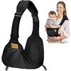 AOOWU Fascia Porta Bambino, Traspirante Laterale Fascia Neonato, Fascia Porta Bebe Regolabile, Portatile Ergonomico Marsupio Neonato, per 0-36 Mesi, Capacità di Carico Massima di 25 Kg